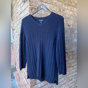 Lands End Cable Knit Cotton Sweater